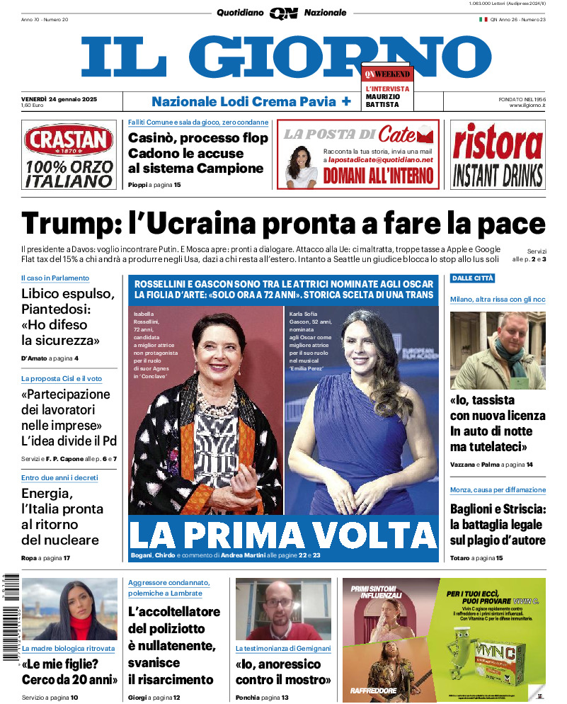 Prima-pagina-il giorno-edizione-di-oggi-20250124